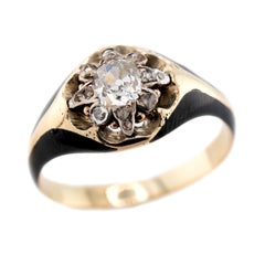 Viktorianischer russischer 14k Diamant- und Emaille-Cluster-Ring