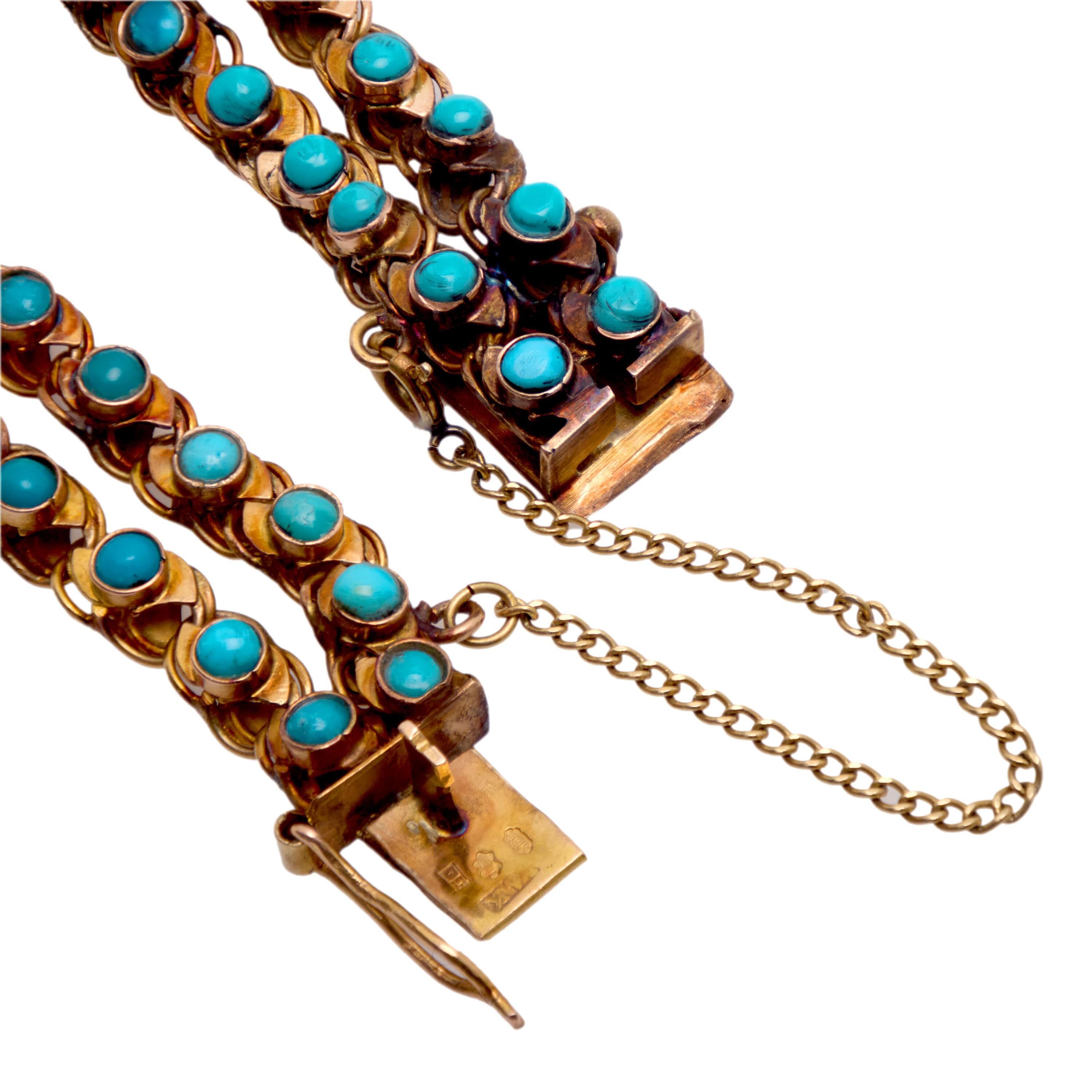 Viktorianisches russisches 14k-Türkis-Armband (Cabochon) im Angebot