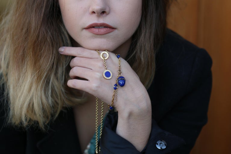 Victorian Russian Lapis Lazuli, Crystal Rondel Egg 14 Karat Gold ...