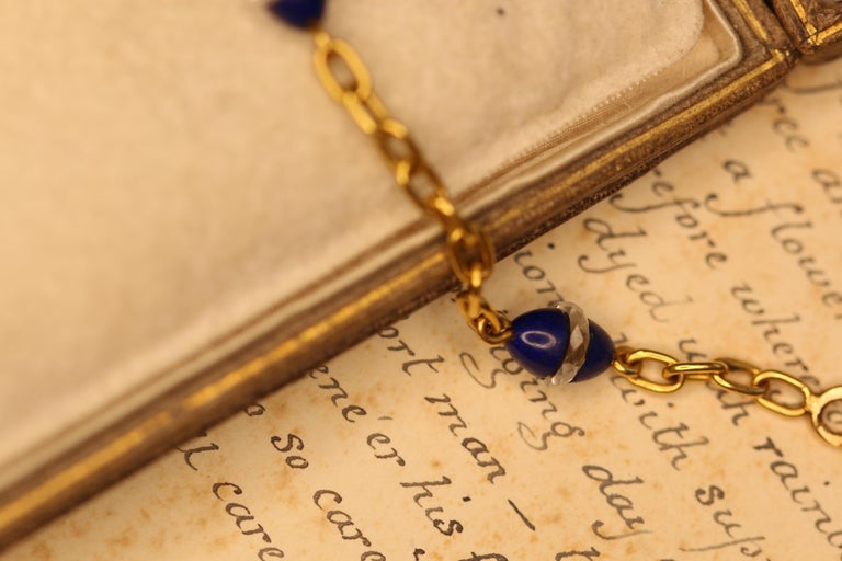 Victorian Russian Lapis Lazuli, Crystal Rondel Egg 14 Karat Gold ...