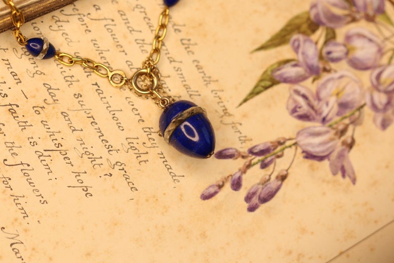 Victorian Russian Lapis Lazuli, Crystal Rondel Egg 14 Karat Gold ...