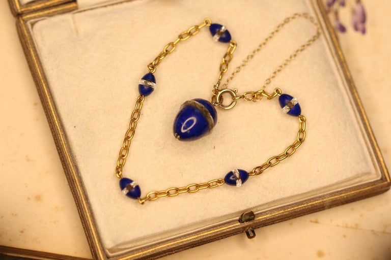 Victorian Russian Lapis Lazuli, Crystal Rondel Egg 14 Karat Gold ...