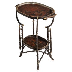 Victorian Rustic Branch Twig Folk Art Beistelltisch mit Chinoiserie Top
