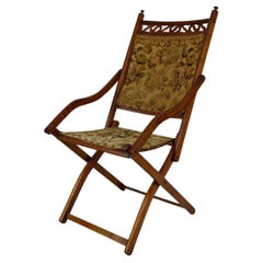 Antique Victorian "safari" folding chair, United Kingdom, Arts & Crafts, Circa 1880