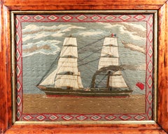 Victorian Sailor’s Woolwork Picture of the Merchant Ship ‘China’ Circa 1860–1875