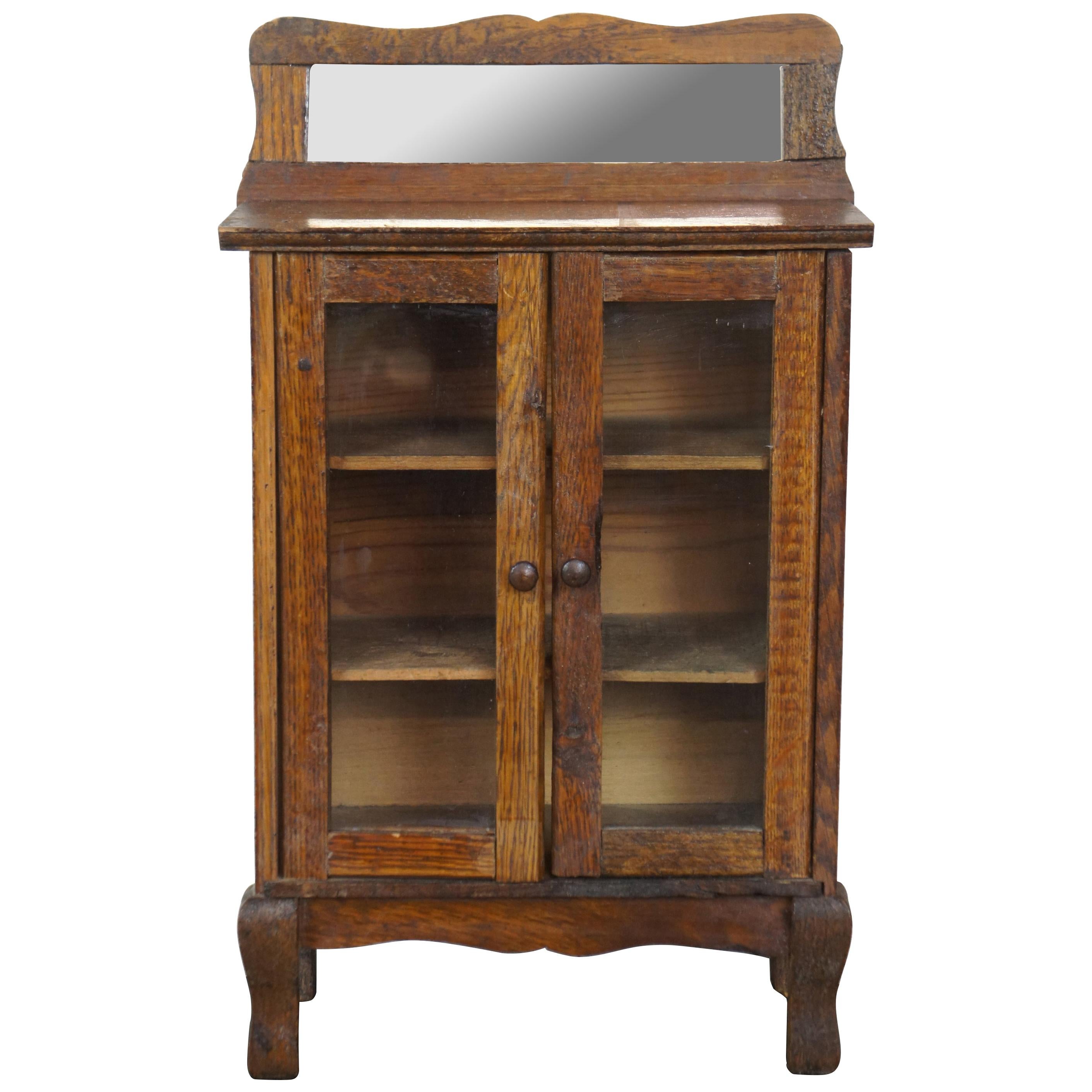 Victorian Salesman Sample Miniature Oak Bookcase Curio Cabinet with Mirror  at 1stDibs | antique salesman sample cabinet, antique salesman sample china  cabinet, antique salesman cabinet