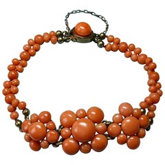 Bracciale vittoriano in corallo salmone, circa 1880 Belle Époque