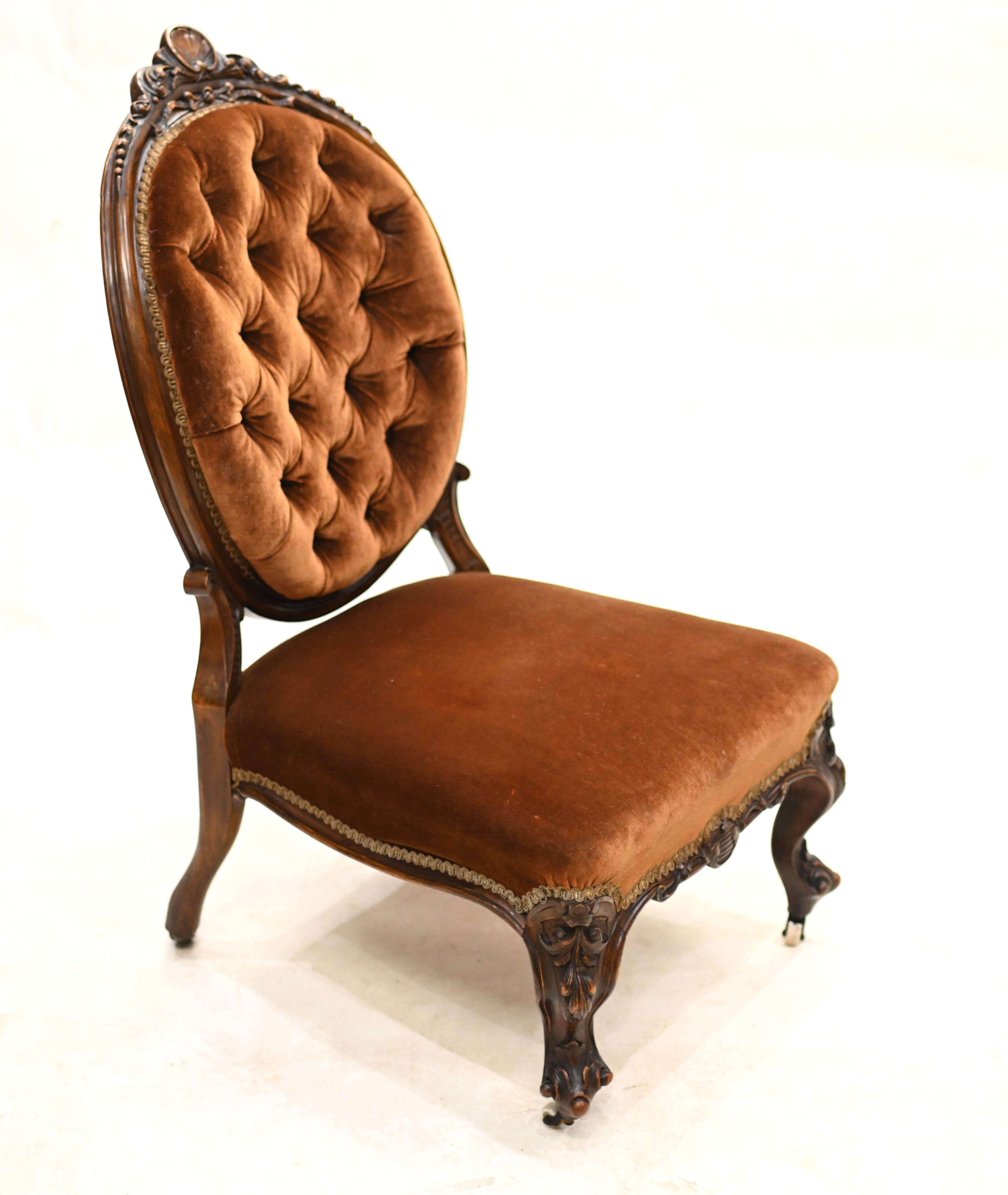 Mahogany Victorian Salon Chair 1860 Nursing Seat For Sale