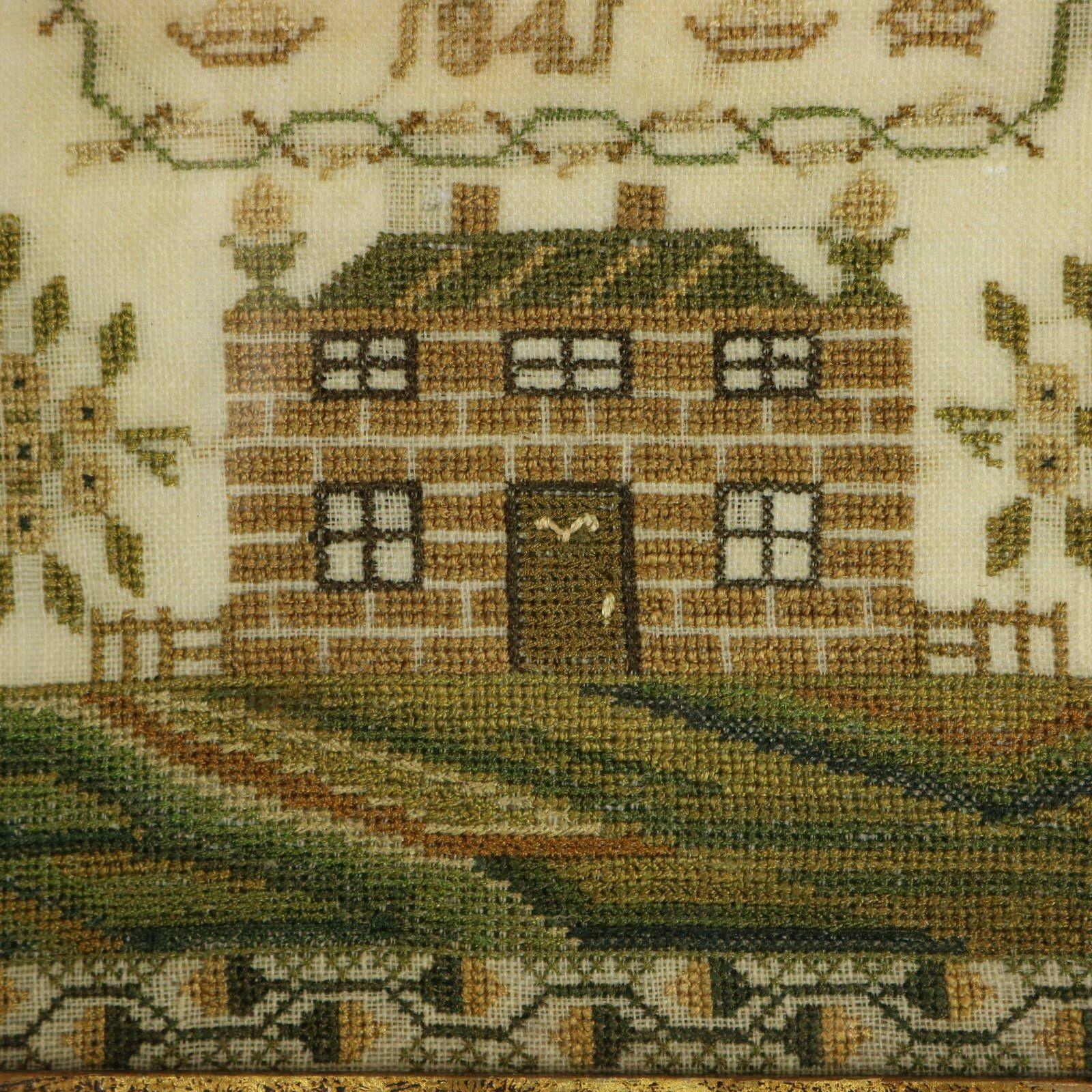 Silk Victorian Sampler, 1841, by Mary Croesley For Sale