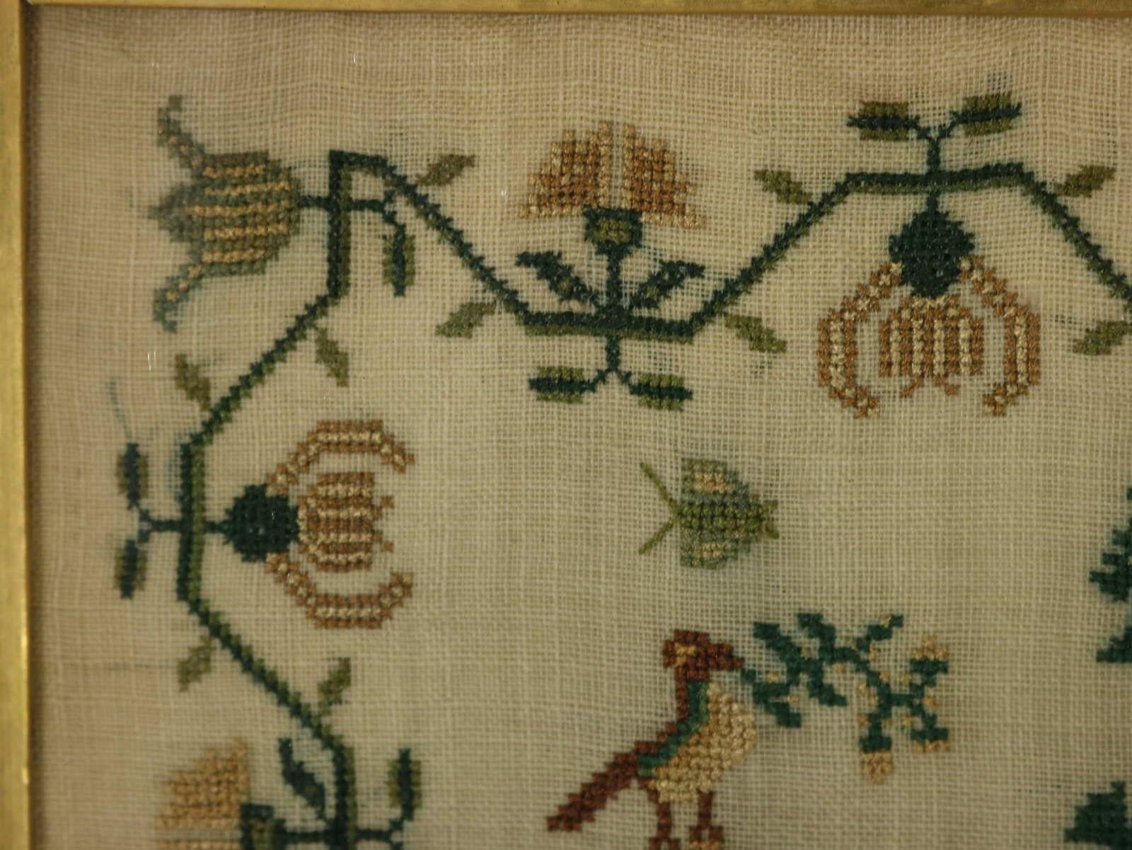 Mid-19th Century Victorian Sampler, 1847, by Willimina McD Leslie Aged 12
