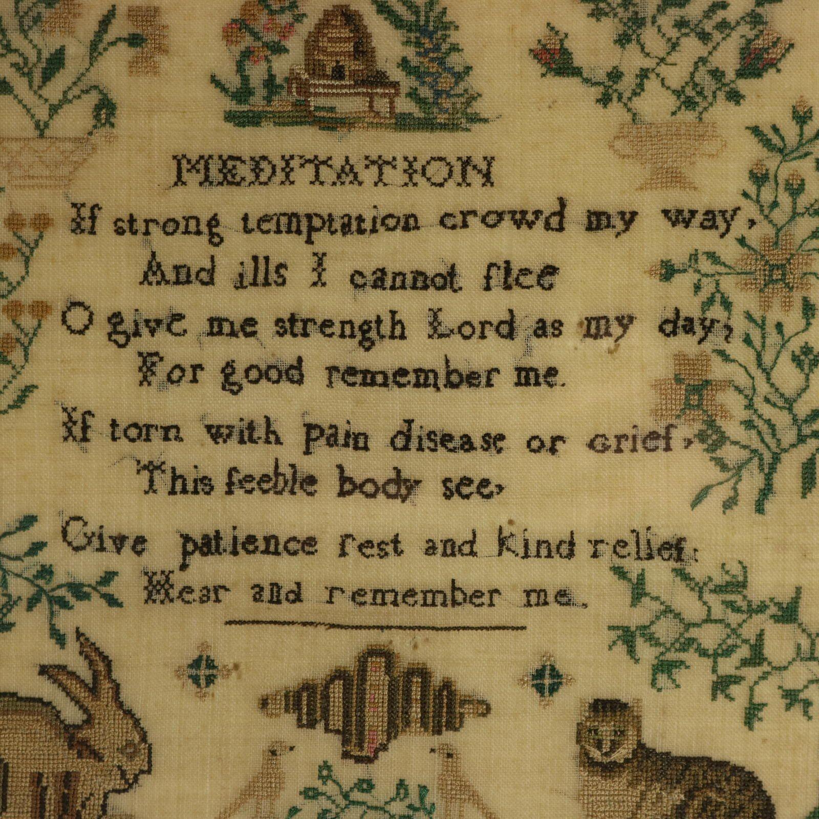 Silk Victorian Sampler, 1850, Sarah Roberts Aged 13 For Sale