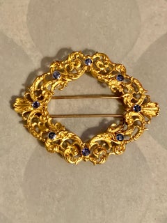Victorian Sapphire 18 Karat Yellow Gold Fur Clip Brooch Pin