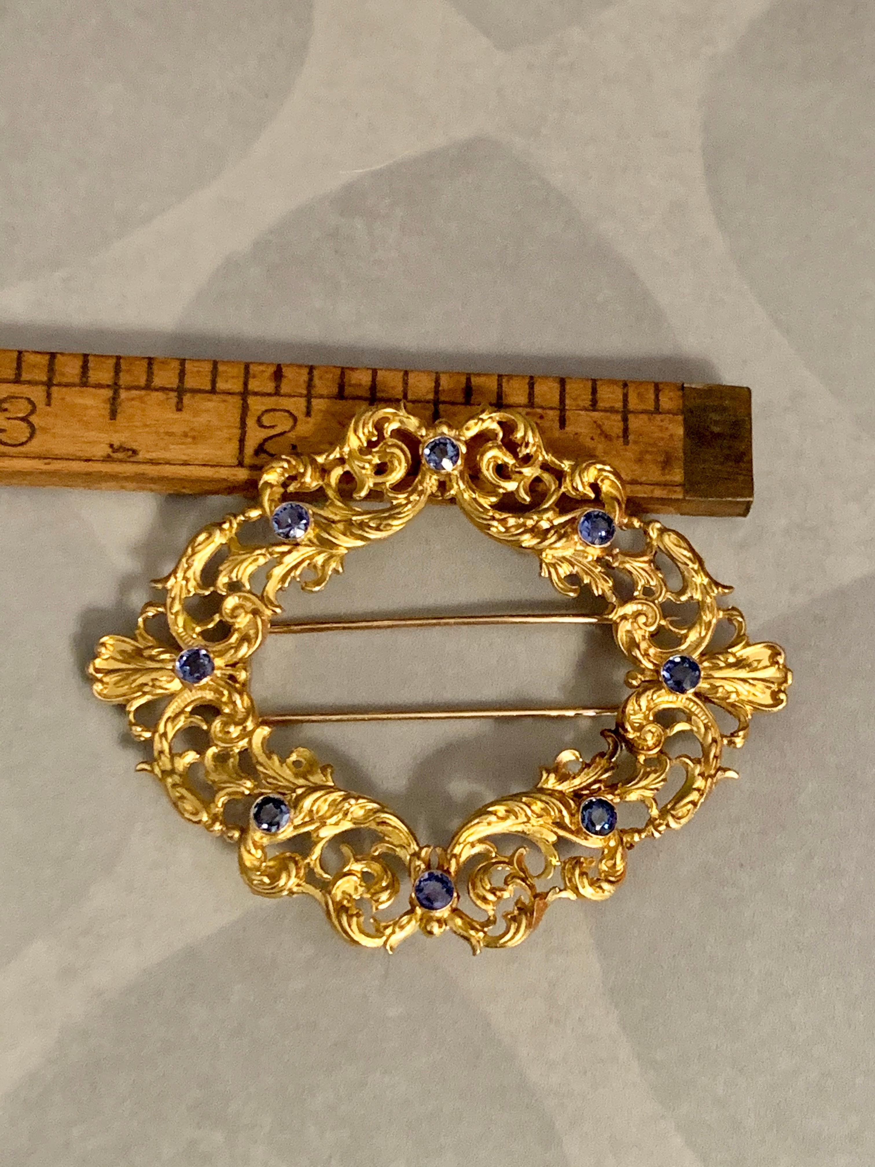 Victorian Sapphire 18 Karat Yellow Gold Fur Clip Brooch Pin 4