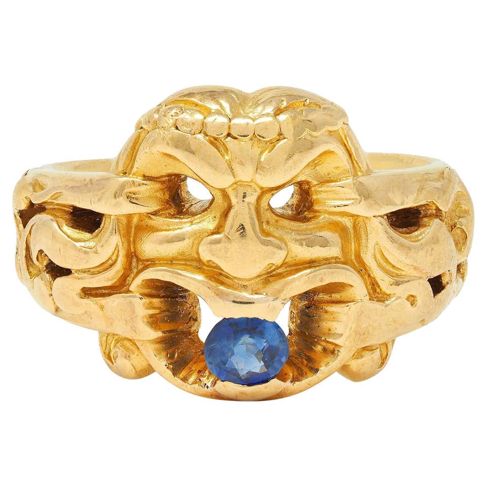 Antique Russian Sapphire Gold Unisex Ring For Sale at 1stDibs | vintage ...