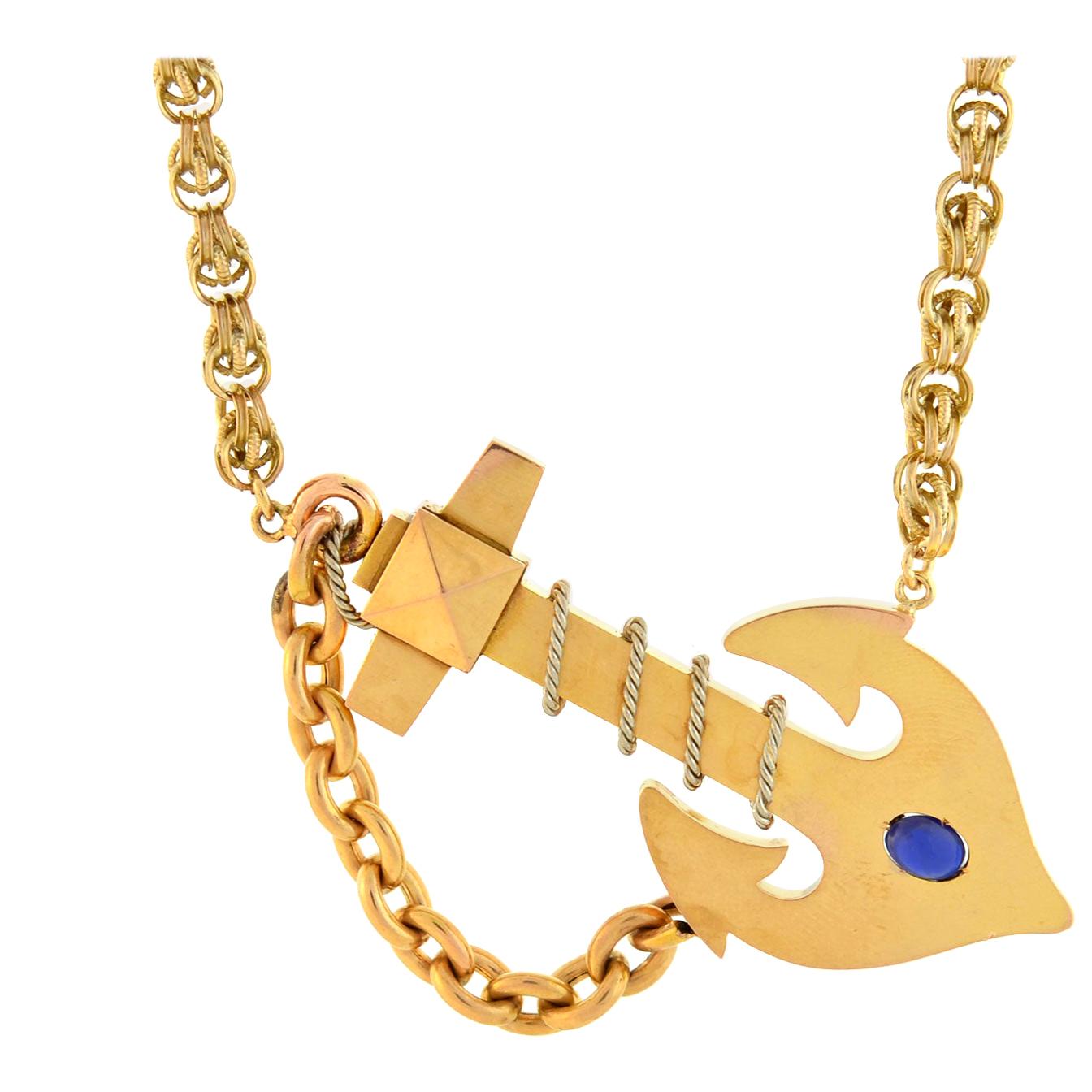 Victorian Sapphire Anchor Necklace