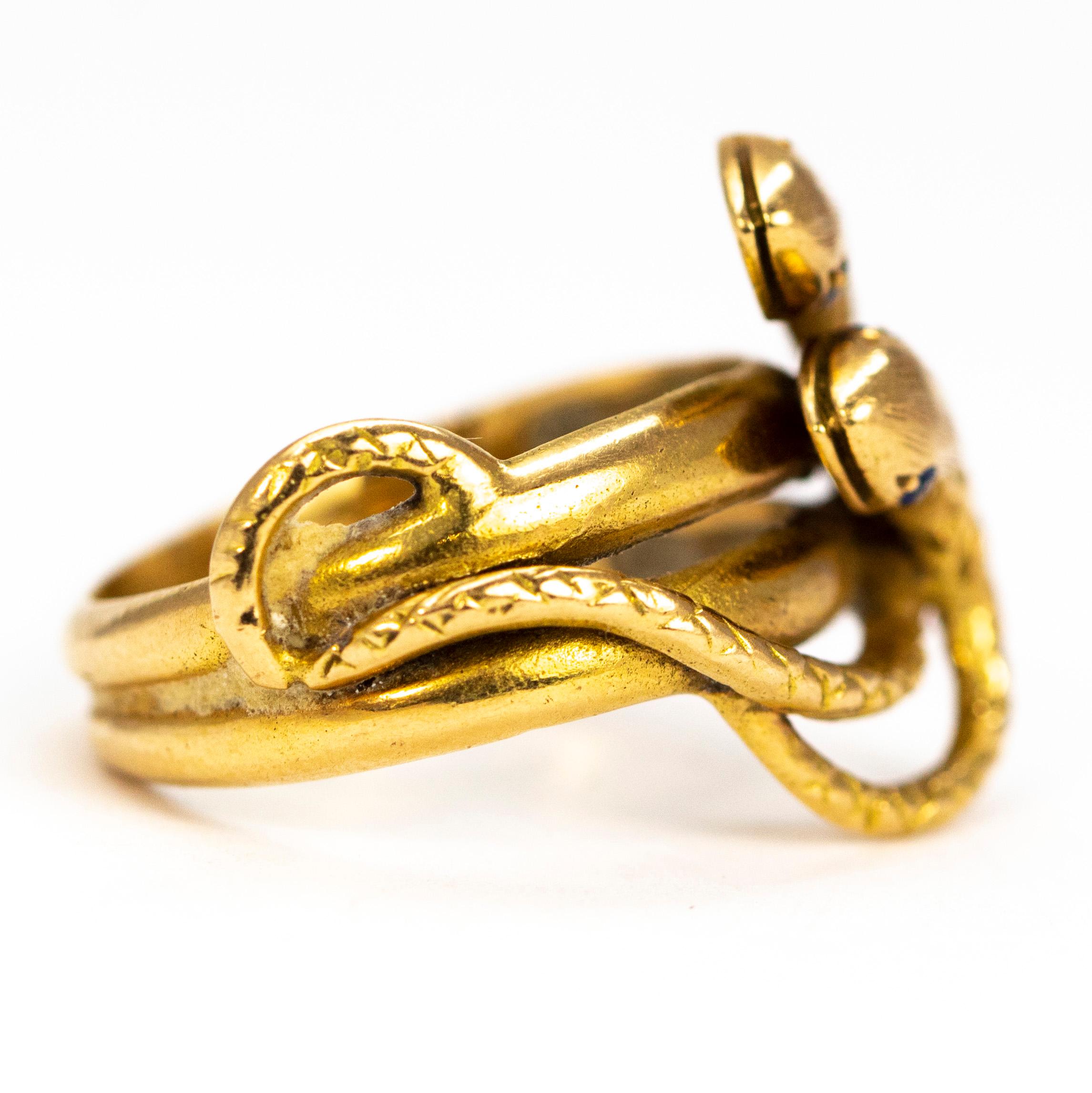 Victorian Sapphire and 18 Carat Gold Snake Ring In Good Condition In Chipping Campden, GB