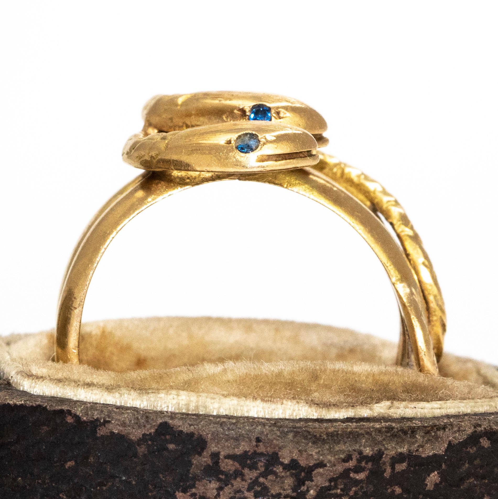 Victorian Sapphire and 18 Carat Gold Snake Ring 1