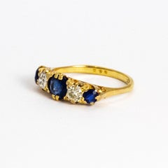 Victorian Sapphire and Diamond 18 Carat Gold Ring