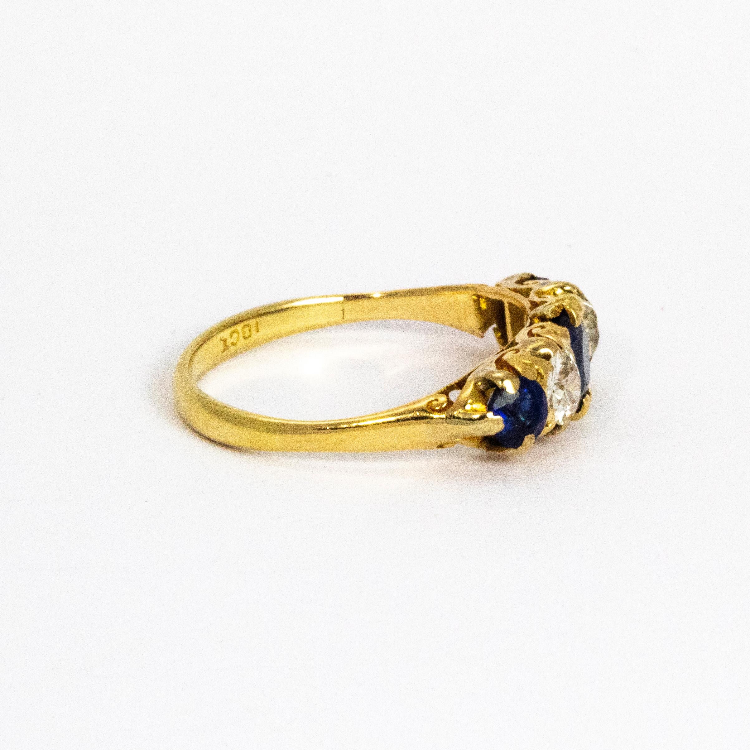 Victorian Sapphire and Diamond 18 Carat Gold Ring 1