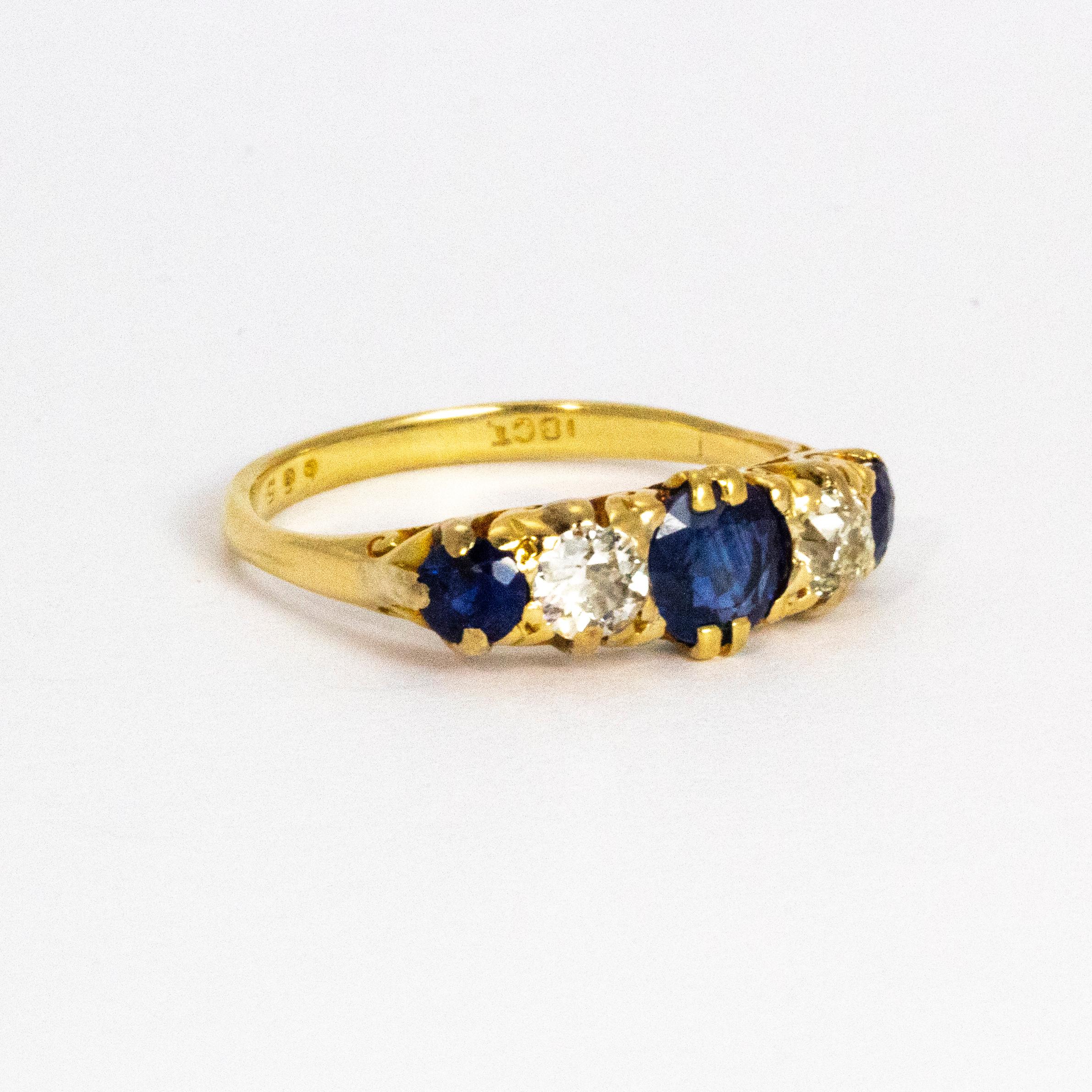 Victorian Sapphire and Diamond 18 Carat Gold Ring 2