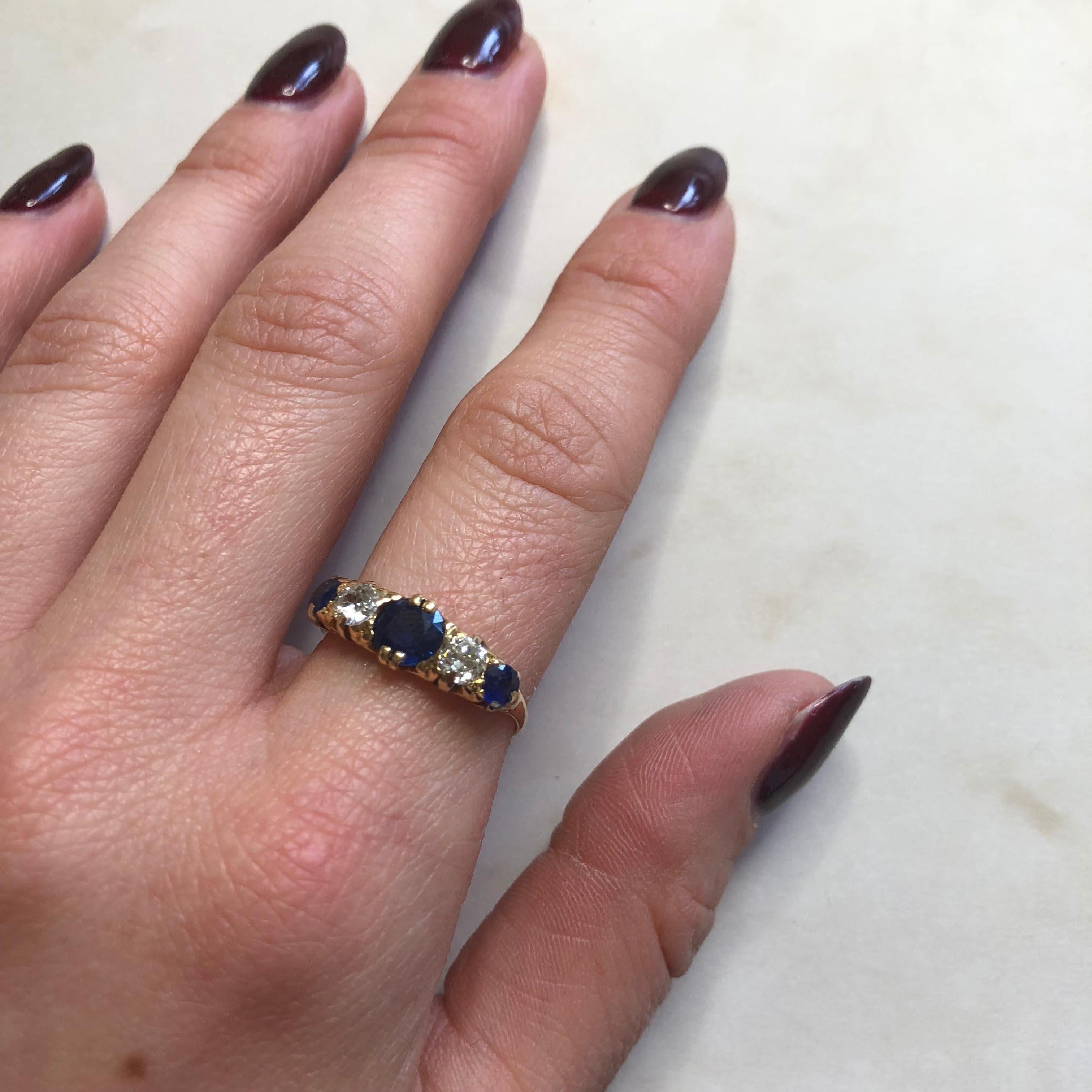 Victorian Sapphire and Diamond 18 Carat Gold Ring 3