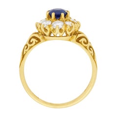 Victorian Sapphire and Diamond Cluster Ring, circa 1900s