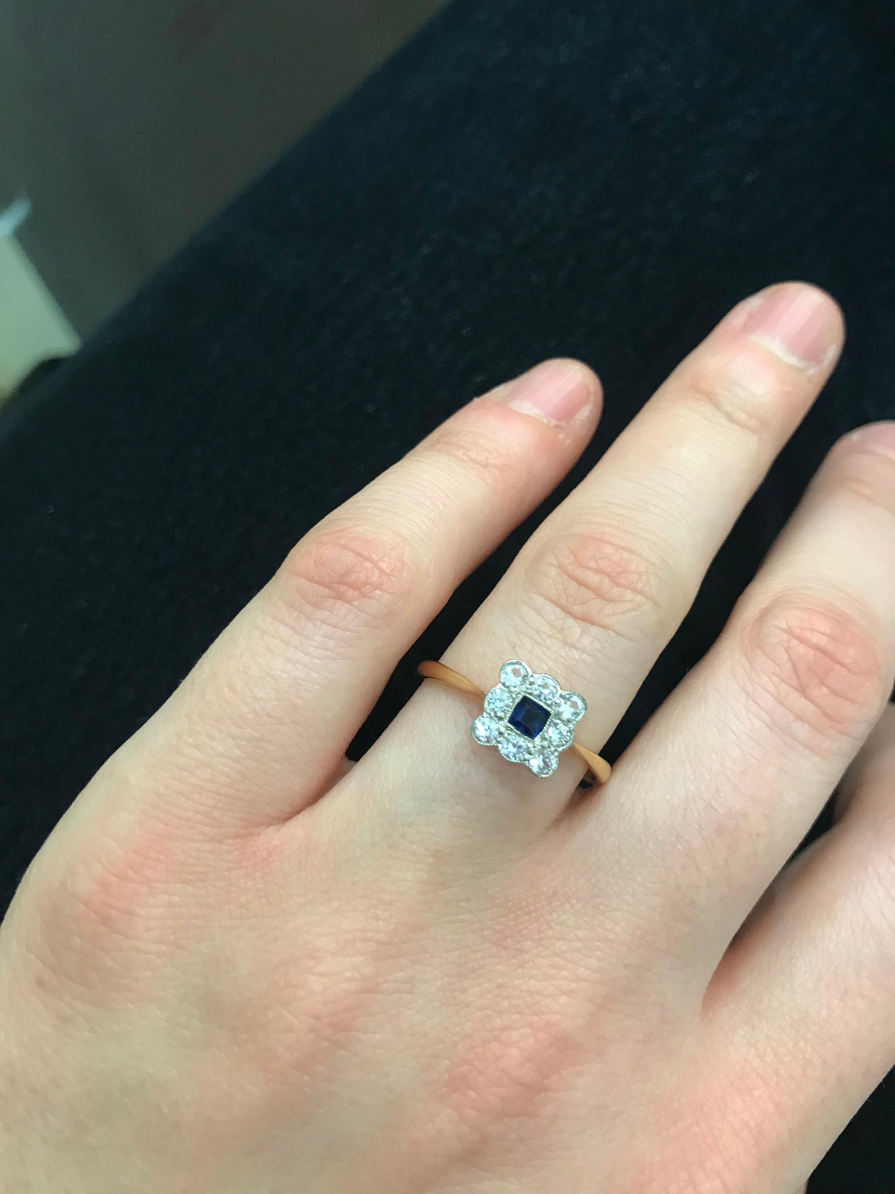 Victorian Sapphire and Diamond Cluster Ring, circa 1900s 1