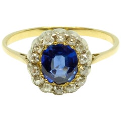 Victorian Sapphire and Diamond Cluster Ring Victorian Sapphire and Diamond Cluster Ring