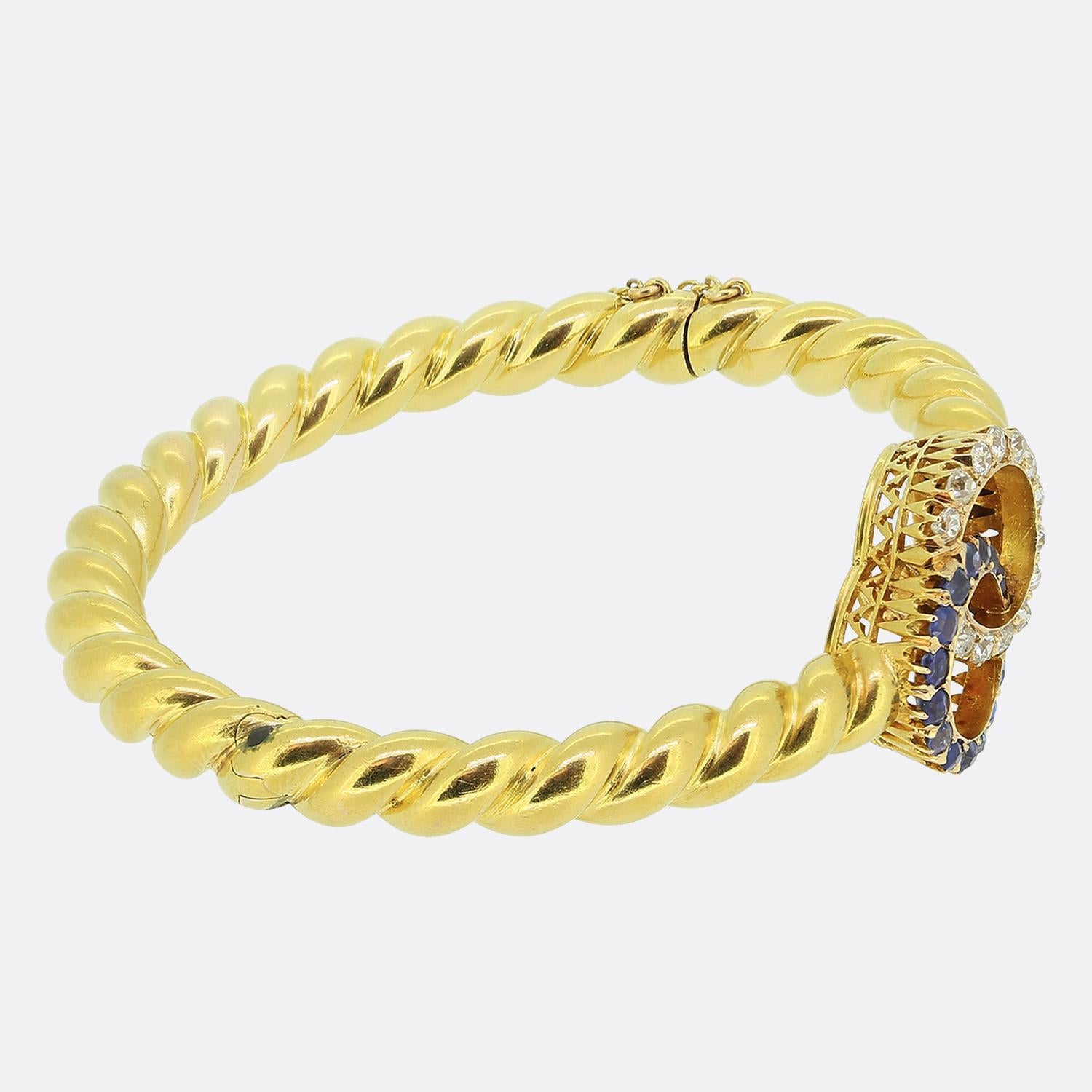 Vittoriano Bracciale vittoriano con zaffiro e diamante a raggiera in vendita