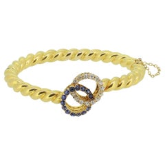 Victorian Sapphire and Diamond Halo Bangle
