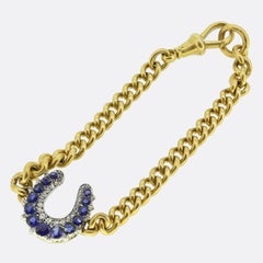 Victorian Sapphire and Diamond Horseshoe Bracelet