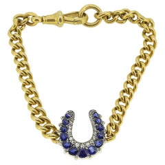 Victorian Sapphire and Diamond Horseshoe Bracelet