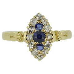 Victorian Sapphire and Diamond Navette Ring