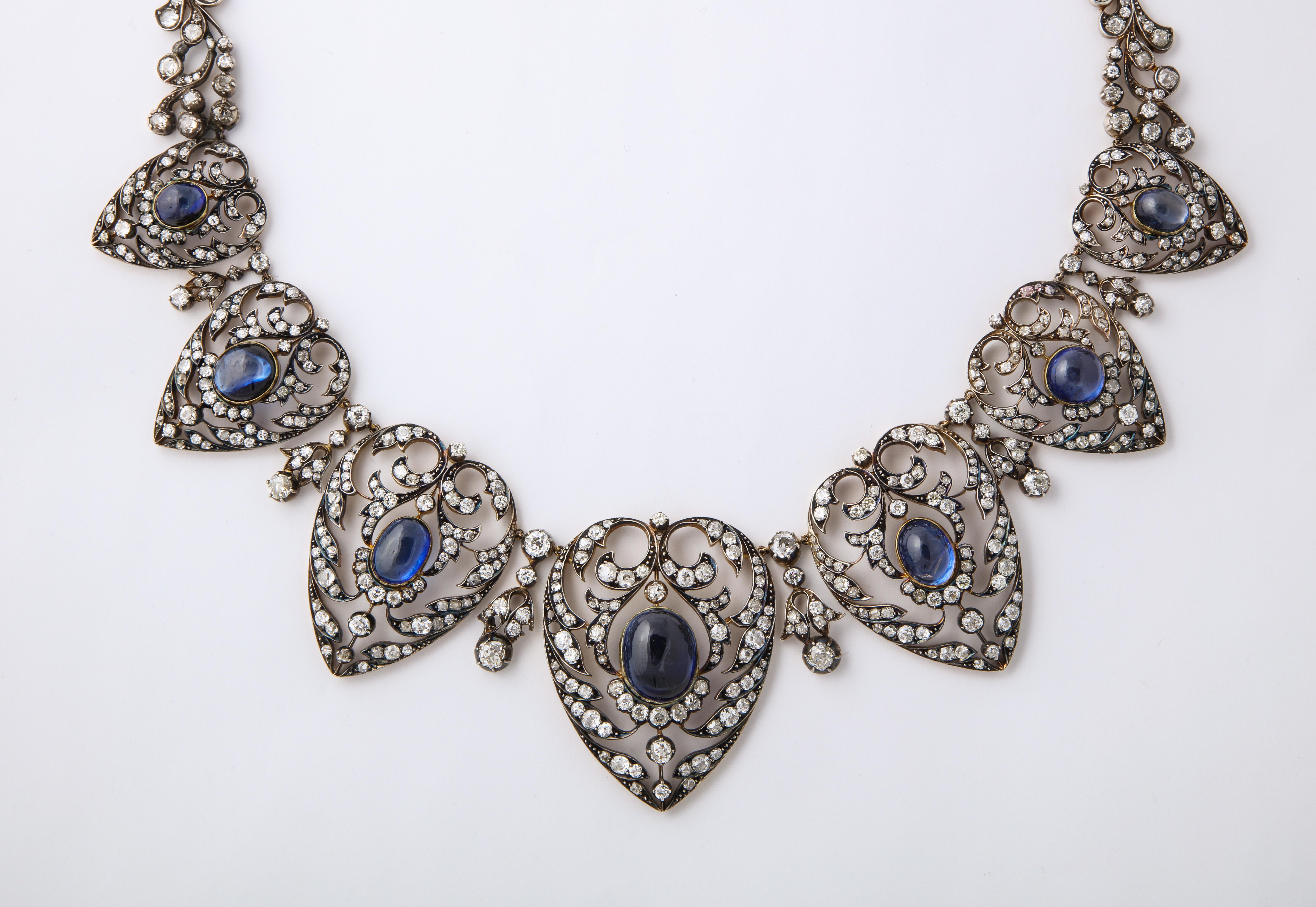 Viktorianische Halskette mit Saphiren und Diamanten im Angebot 5
