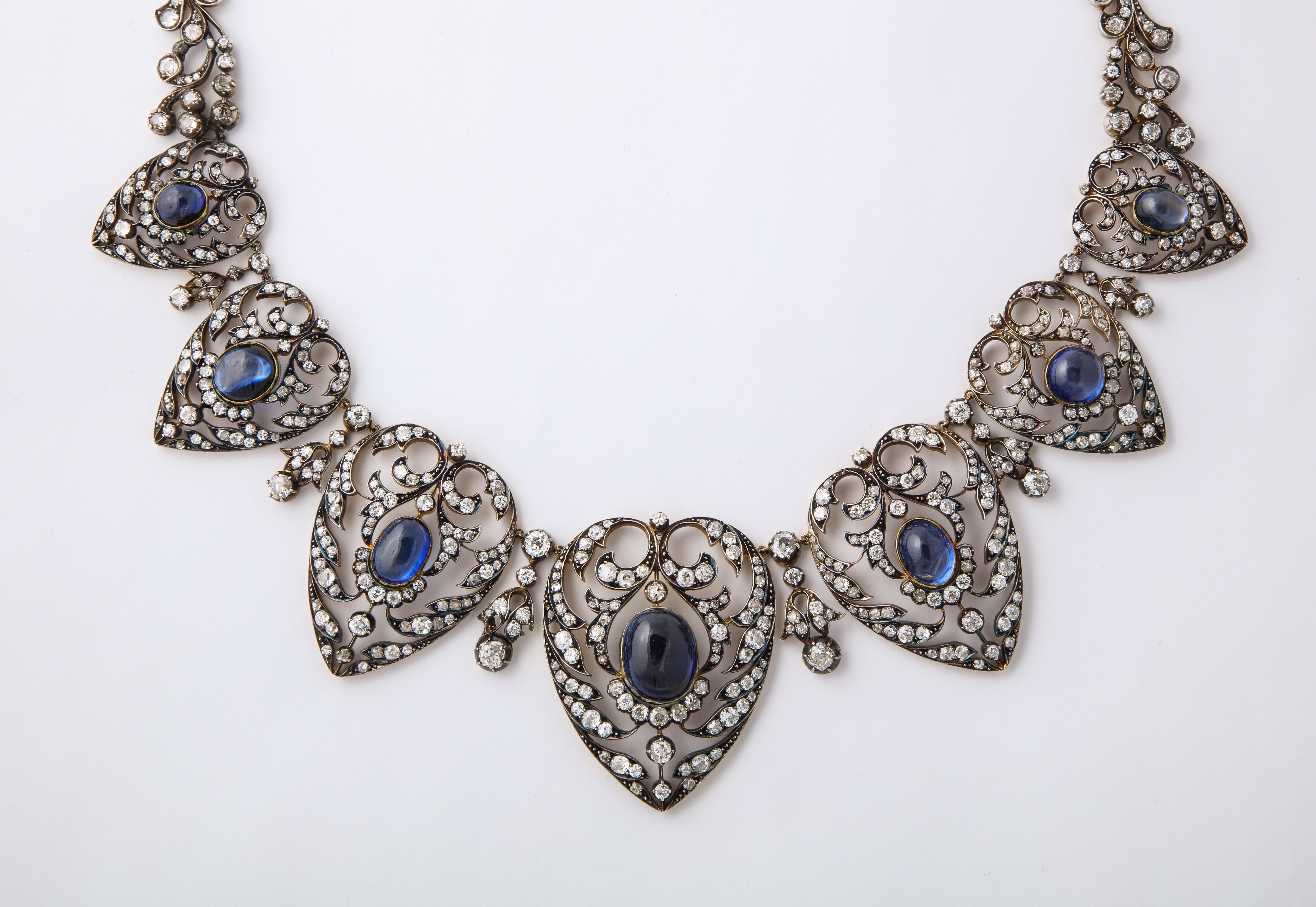 Victorian Sapphire and Diamond Necklace For Sale 3