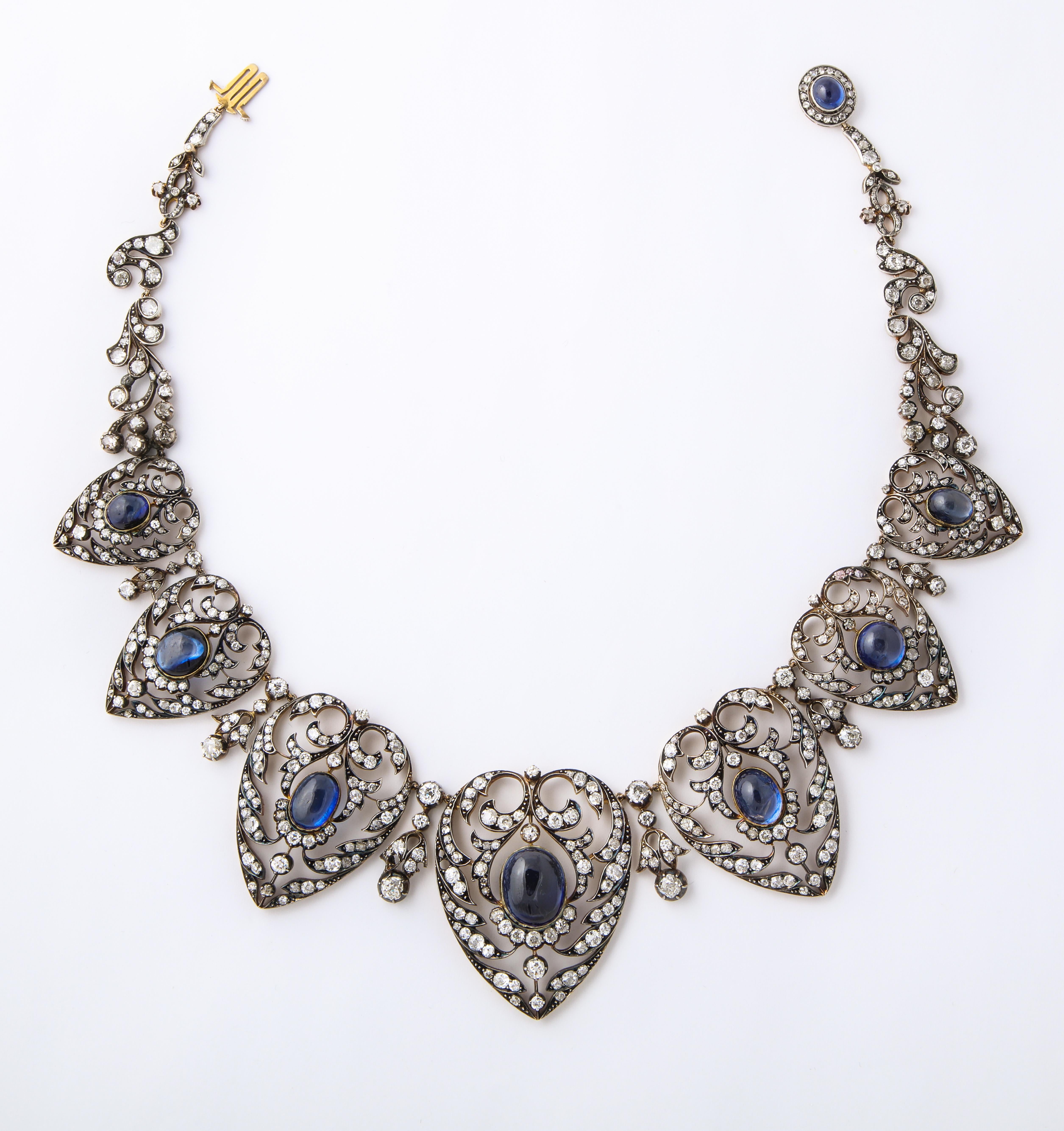 Victorian Sapphire and Diamond Necklace For Sale 4