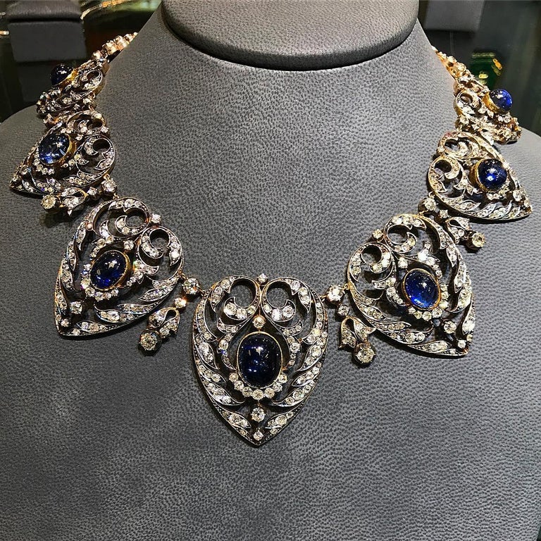 Victorian Sapphire and Diamond Necklace For Sale at 1stDibs victorian