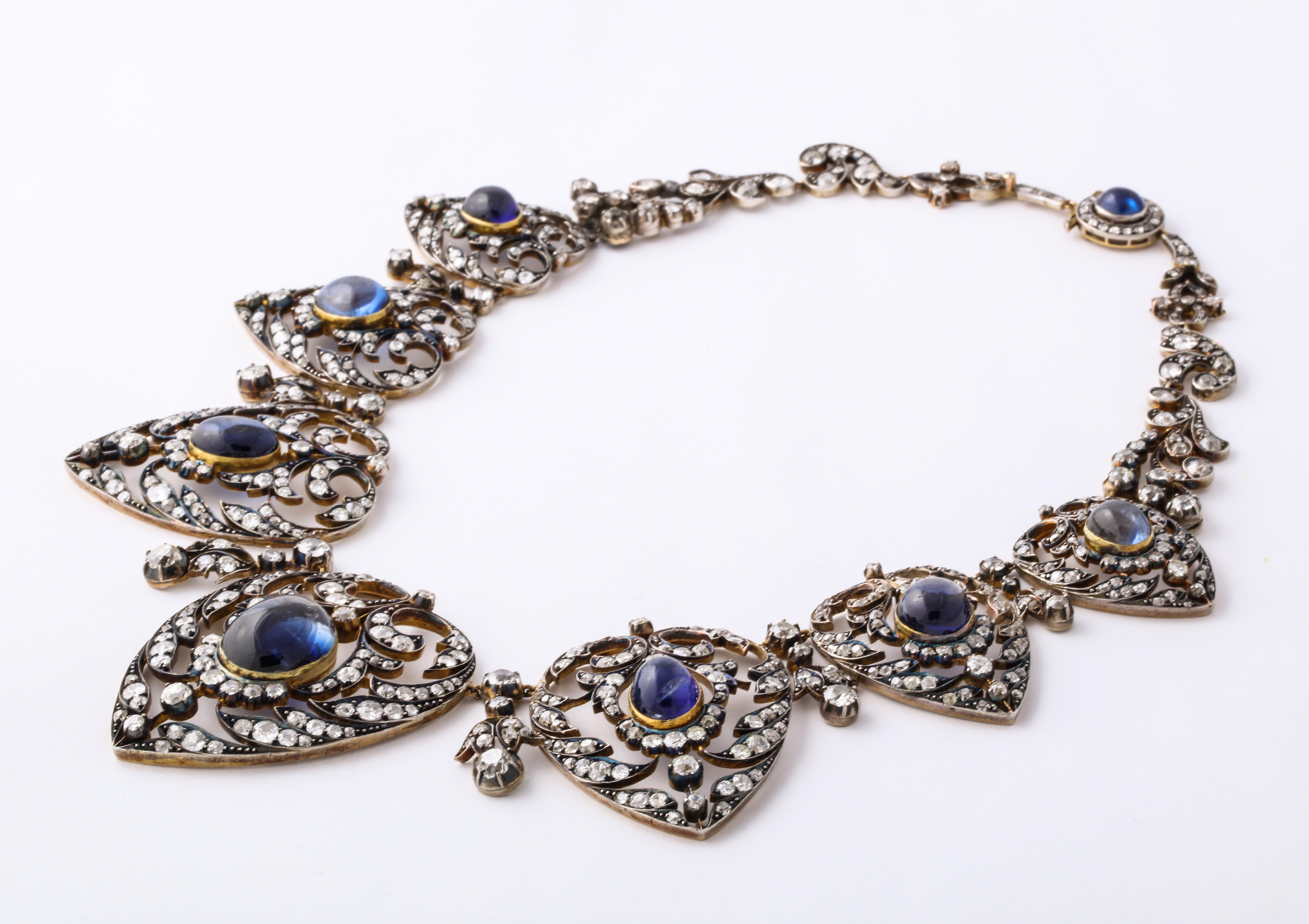 Victorianische viktorianische Halskette mit Saphir und Diamant (Viktorianisch) im Angebot