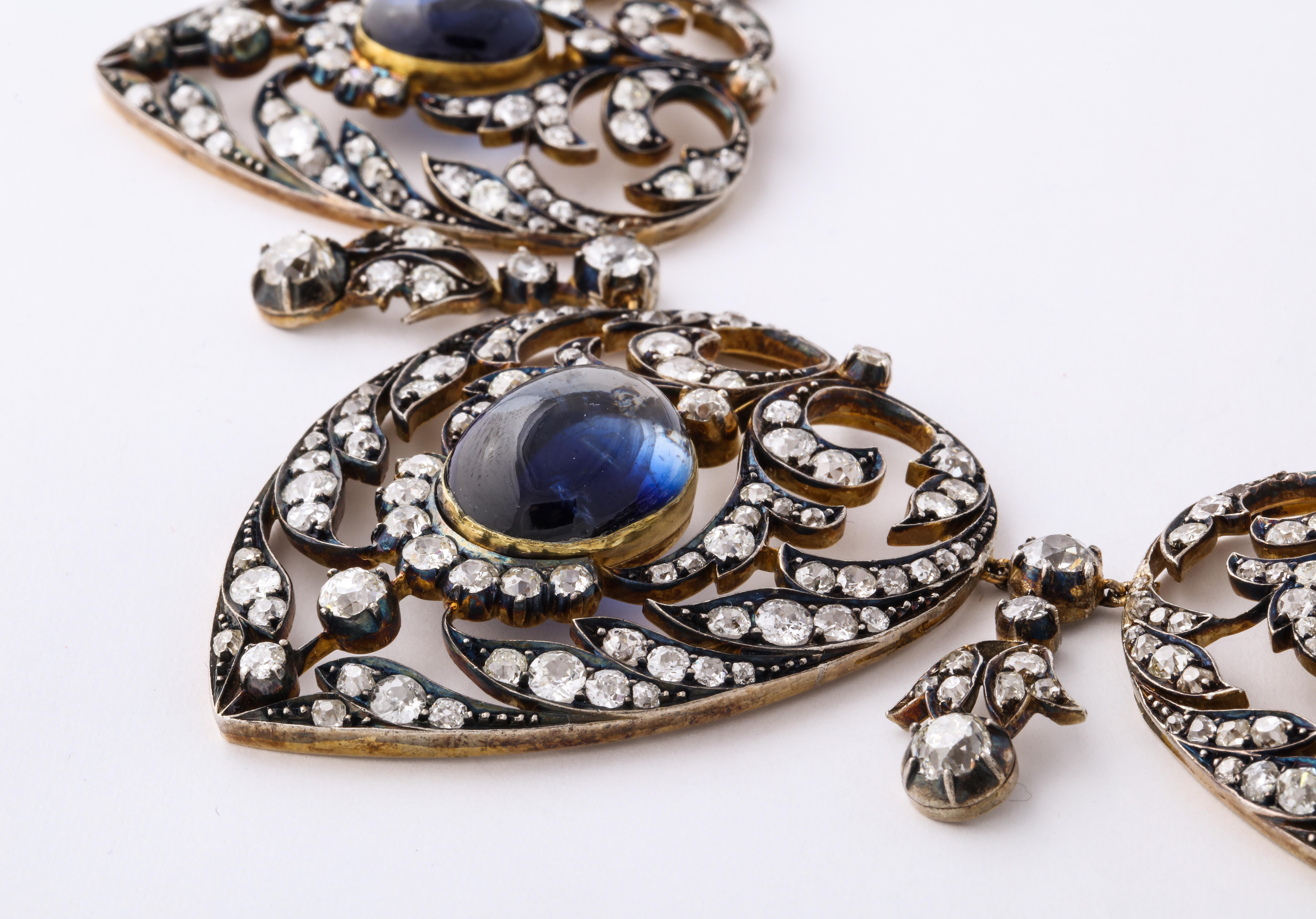 Victorianische viktorianische Halskette mit Saphir und Diamant im Zustand „Hervorragend“ im Angebot in New York, NY