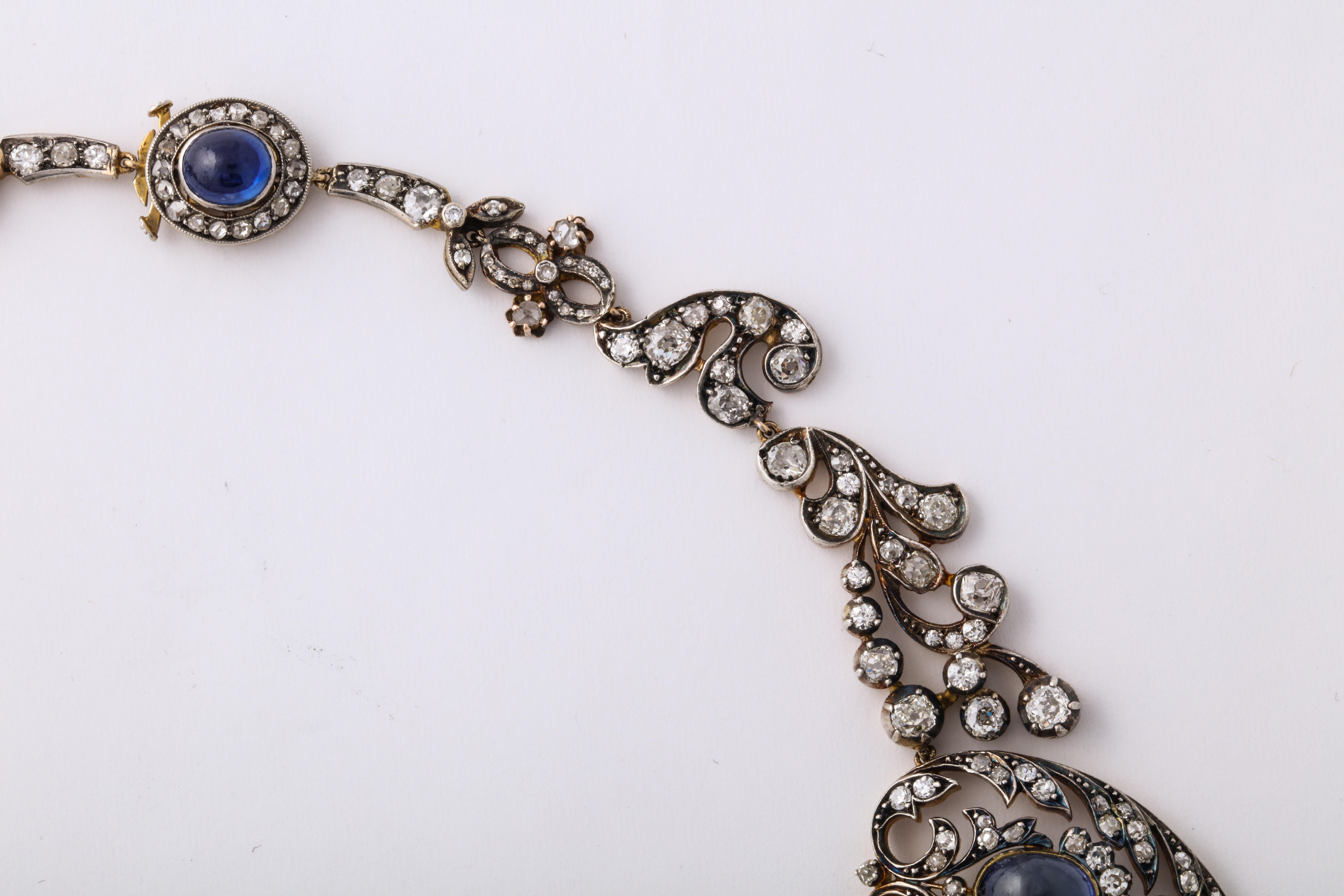 Viktorianische Halskette mit Saphiren und Diamanten für Damen oder Herren im Angebot