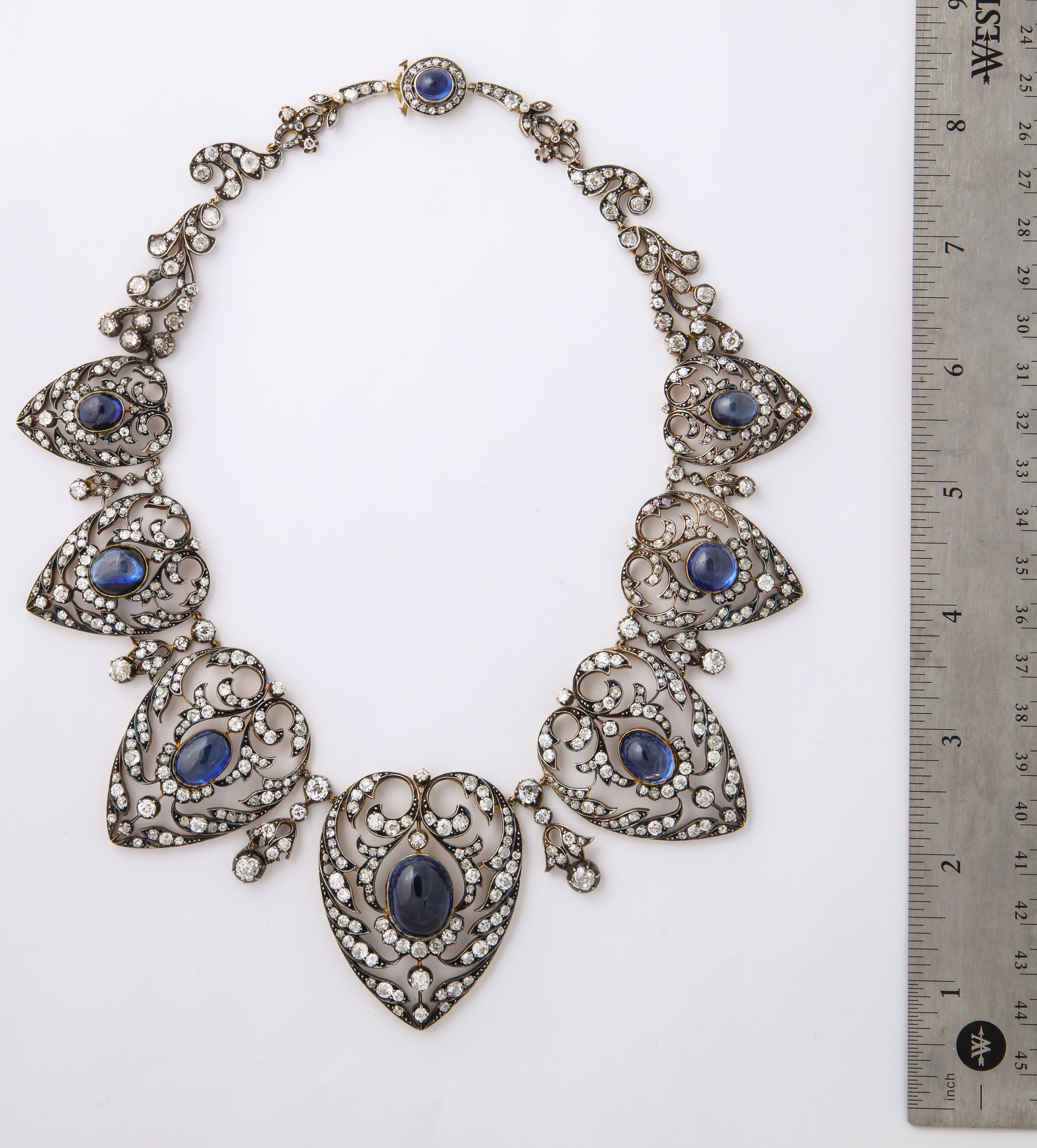 Victorianische viktorianische Halskette mit Saphir und Diamant im Angebot 1