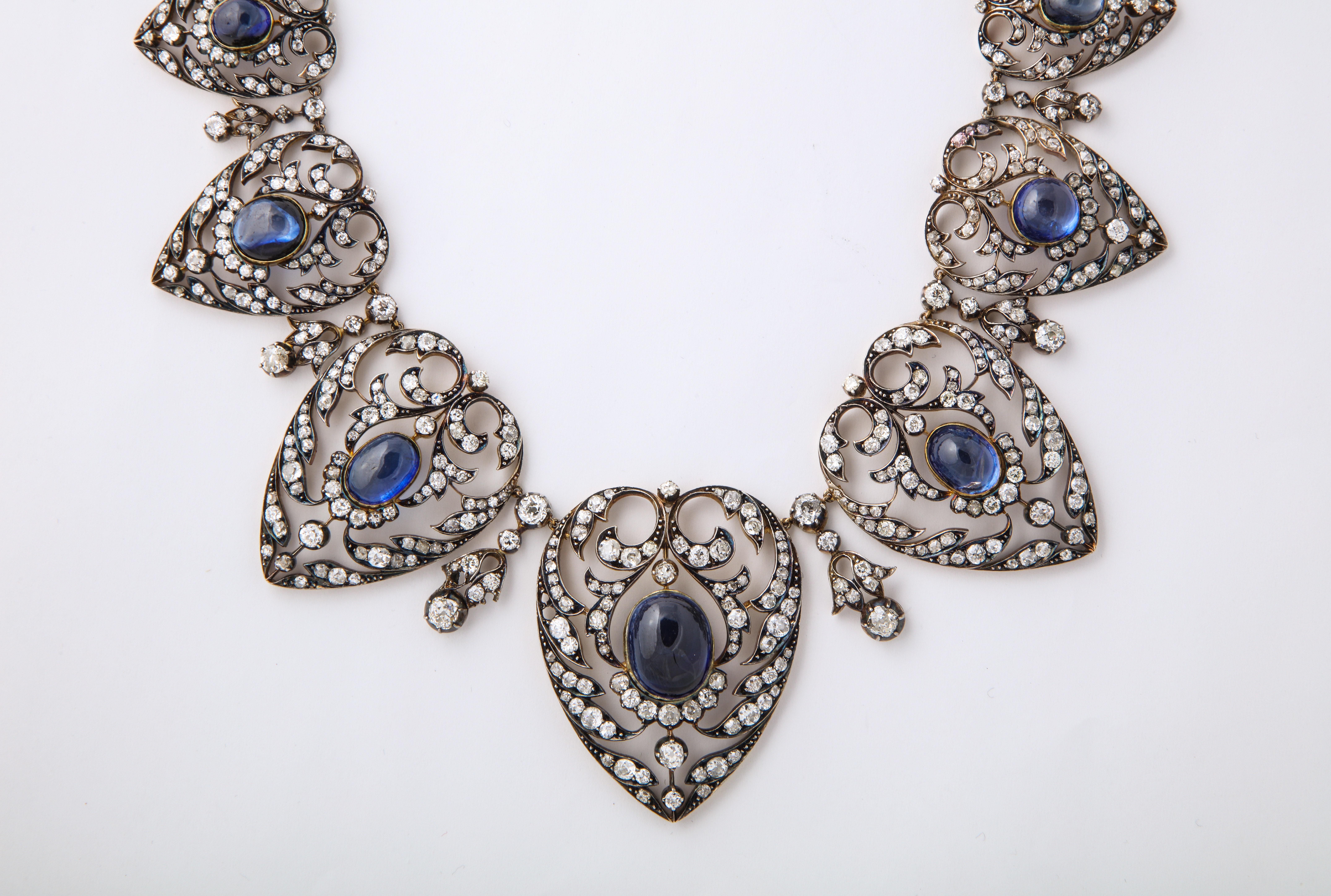 Viktorianische Halskette mit Saphiren und Diamanten im Angebot 3