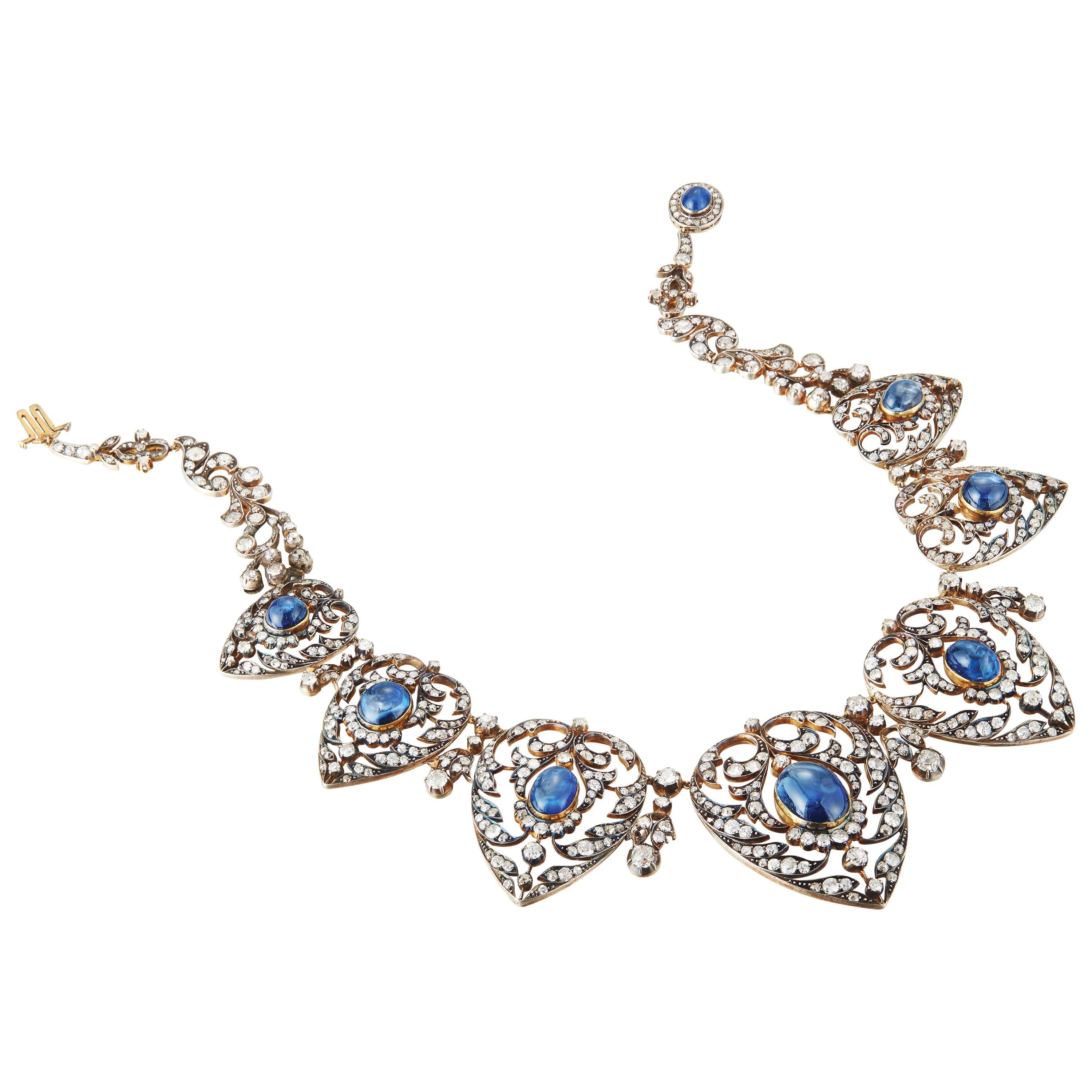 Collier victorien en saphirs et diamants en vente