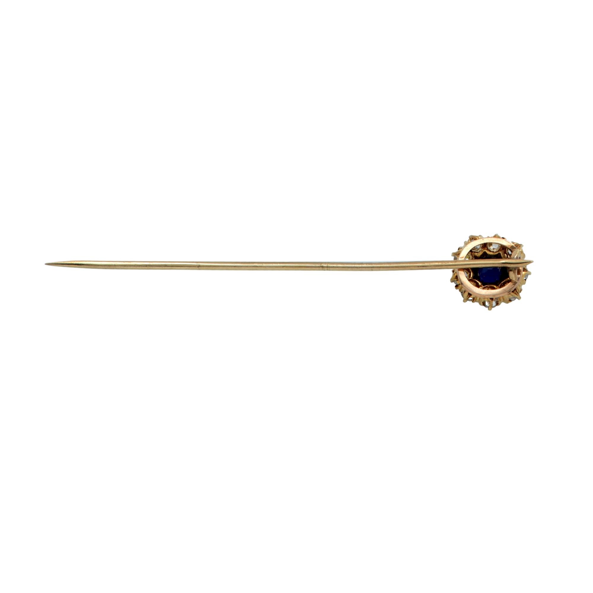 Women's or Men's Victorian Sapphire and Diamond Pin