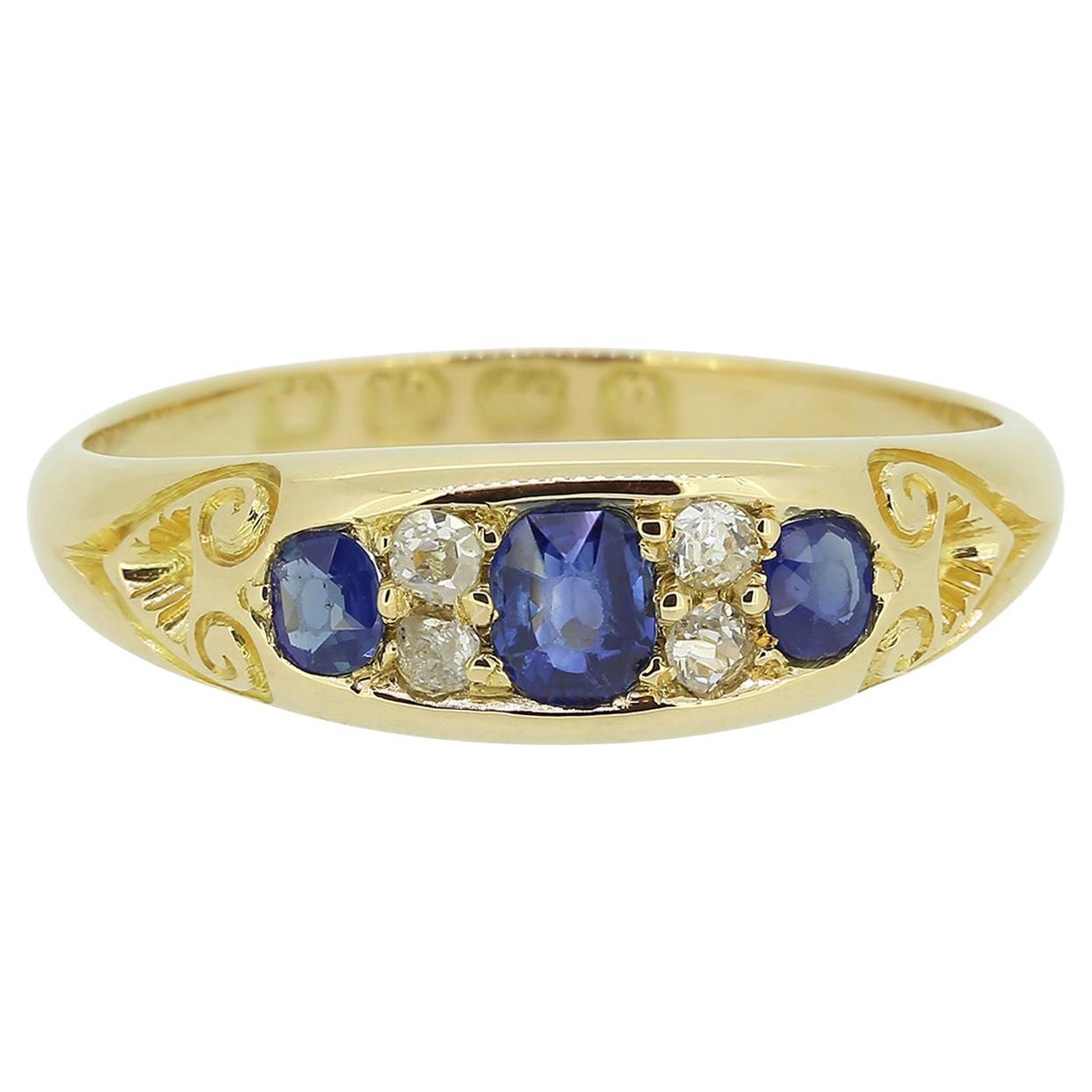 Victorian Sapphire and Diamond Ring For Sale