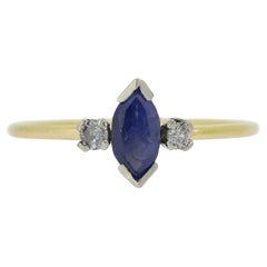 Dreisteiniger viktorianischer Ring mit Saphiren und Diamanten