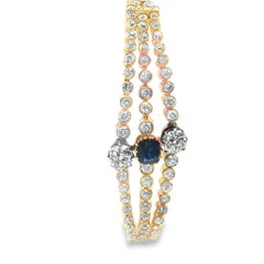 Victorian Sapphire and Diamond Triple Line Bracelet, Russian, circa 1880