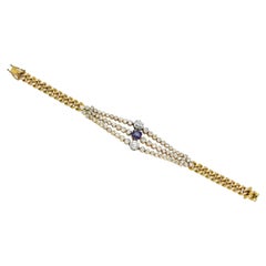 Bracelet victorien à trois lignes de saphirs et de diamants, russe, vers 1880