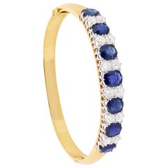 Victorian Sapphire and Old Cut Diamond Bangle, circa 1900s