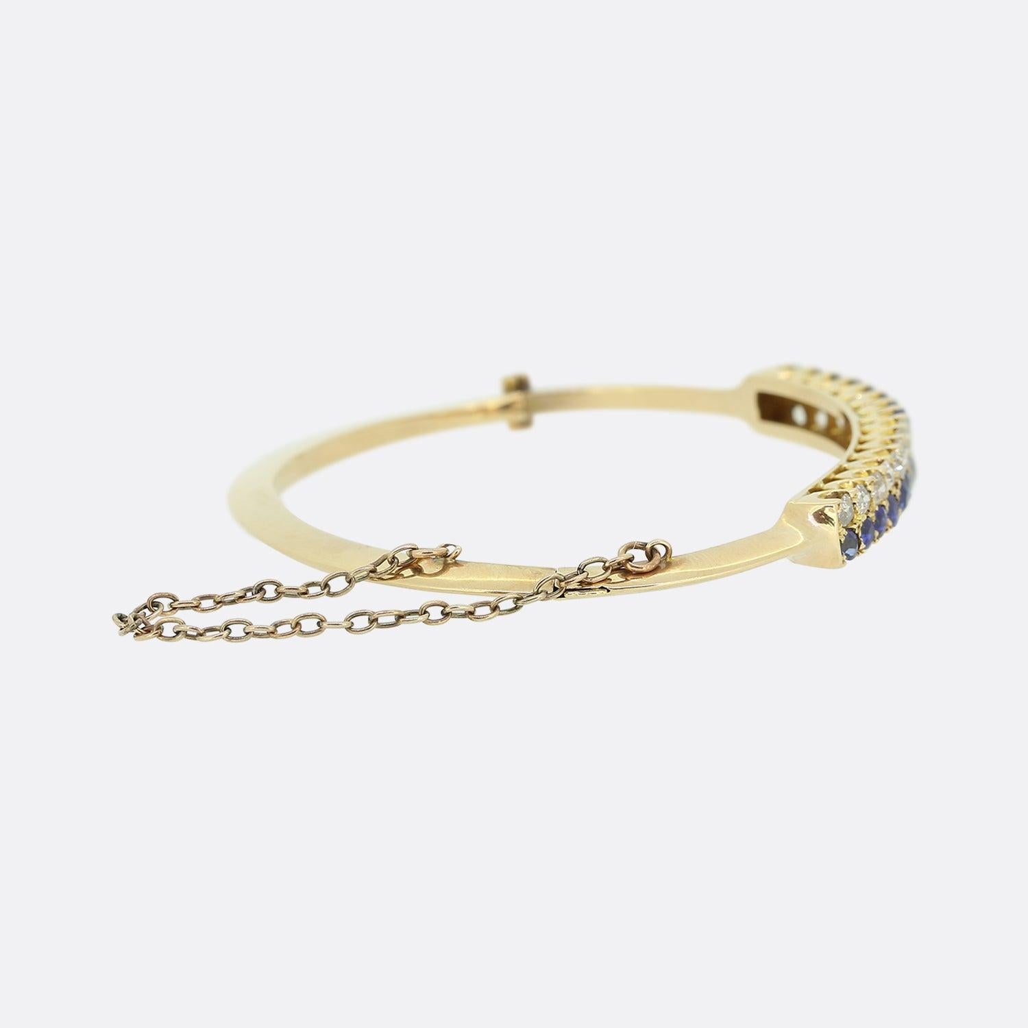 Viktorianischer Armreif mit Saphir und Altschliffdiamant (Alteuropäischer Schliff) im Angebot